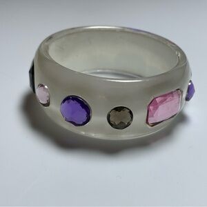 Vintage Child’s Lucite Bangle with Pink and Purple Gem Accents